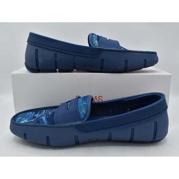 SWIMS Mens Size 12 Printed Penny Loafers Ensign Blue Slip On Loafers Shoes main image 6